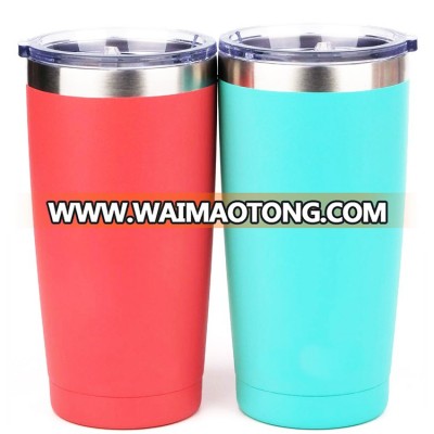 Logo printed 20 oz double wall stainless steel tumbler with lid with straw